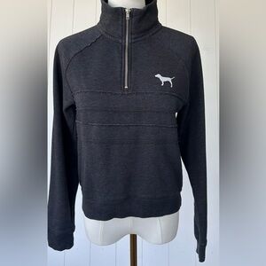 Pink by Victoria’s Secret 1/4 Zip Charcoal Sweatshirt Tiered‎ Front Size XS